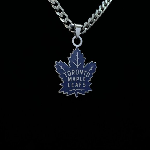 Toronto Maple Leafs Necklace - 5mm Cuban - 22" Chain - NHL - Hockey Stanley Cup - Picture 2 of 3